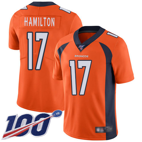 Men Denver Broncos #17 DaeSean Hamilton Orange Team Color Vapor Untouchable Limited Player 100th Season Football NFL Jersey->denver broncos->NFL Jersey